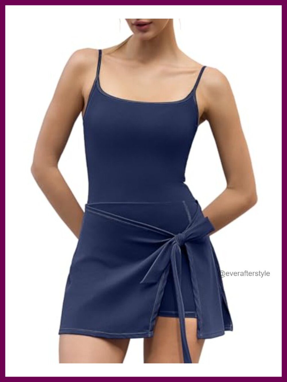 QINSEN Sexy Square Neck Sleeveless Wrap Shorts Romper with Pockets